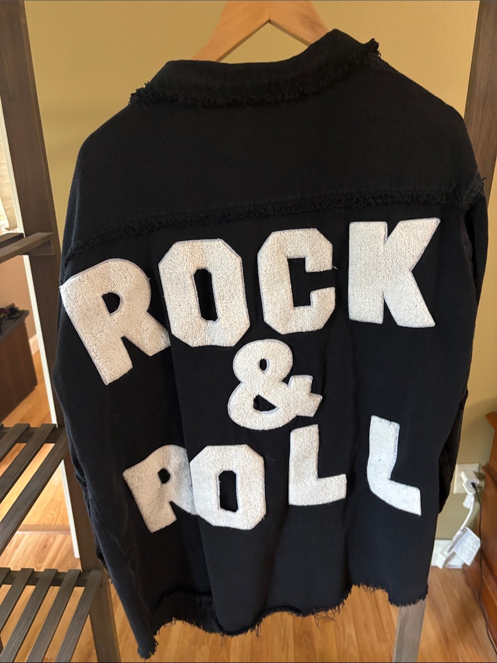 Black 'Rock & Roll' Jean Jacket - Bold Graphic Back